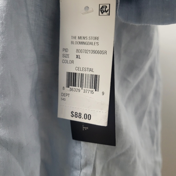 Bloomingdale's Men's Store 100% Short Sleeve Linen Shirt. Size XL. NWT $88 - Picture 10 of 10
